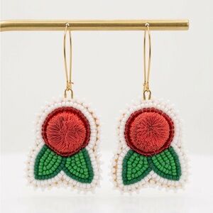 Beaded Flower Drop Earrings